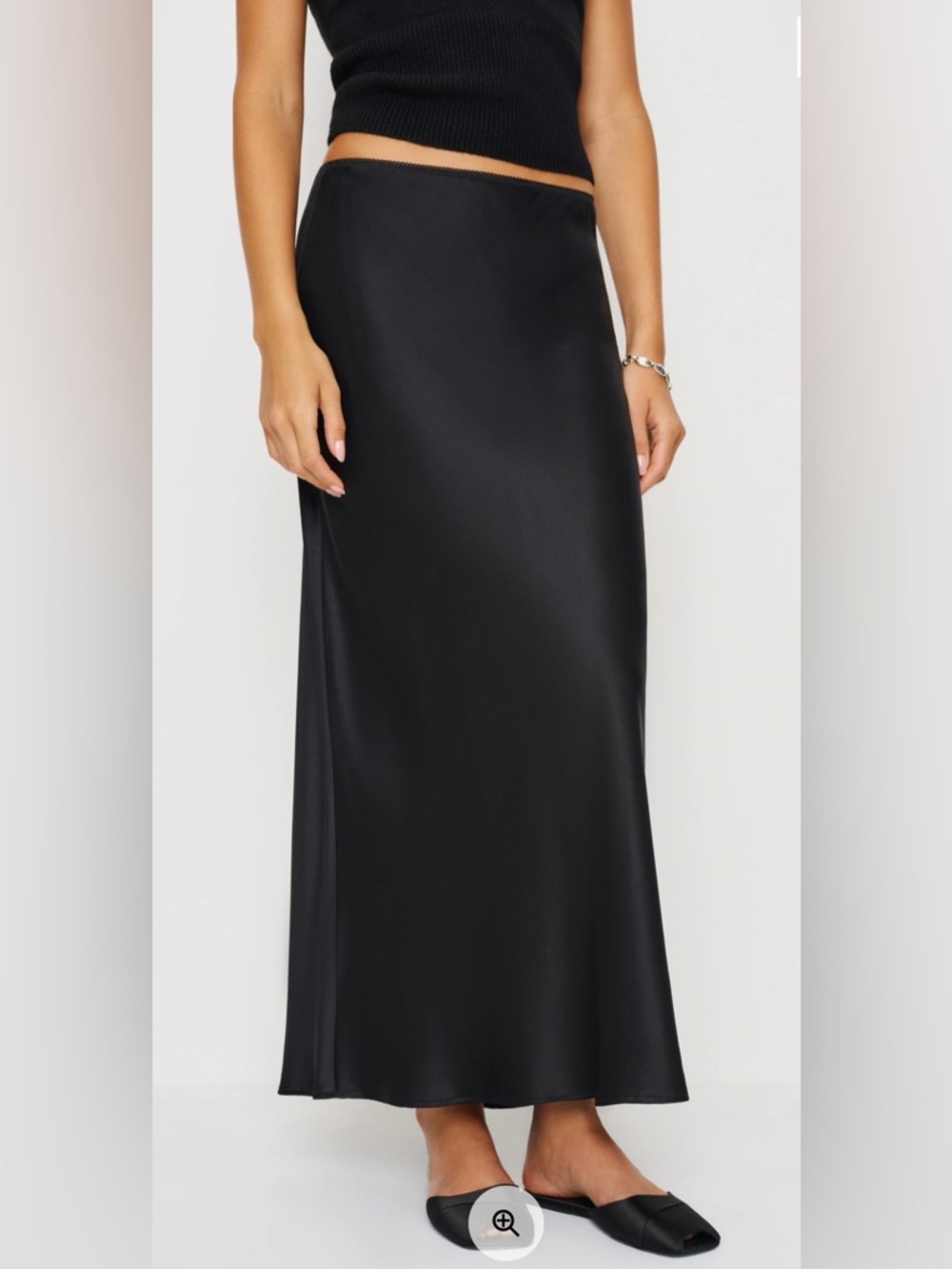 Reformation Black Silk Bias Maxi Skirt